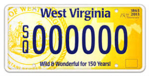 WV Sesquicentennial license plate